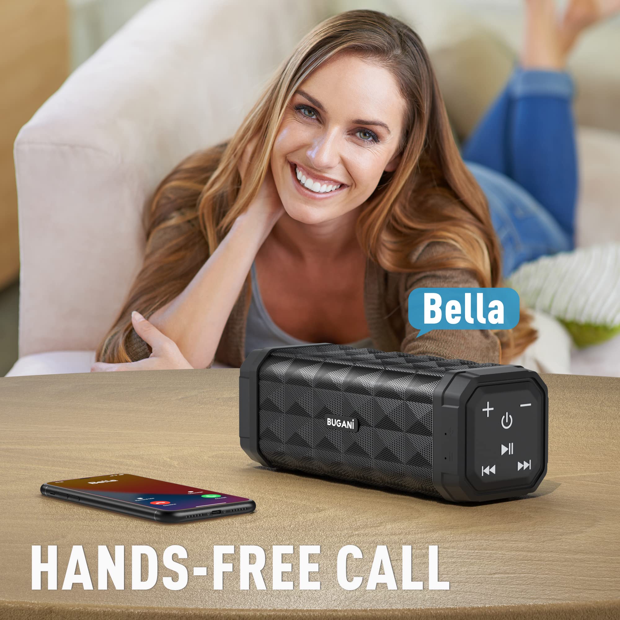 BUGANI M99 Bluetooth Speaker - Wireless Portable Speaker with 24H Playtime, 100ft Range, IPX5 Waterproof, Built-in Mic, Stereo Sound & Louder Volume - Perfect for Home, Outdoor, Travel, Beach & Party Use