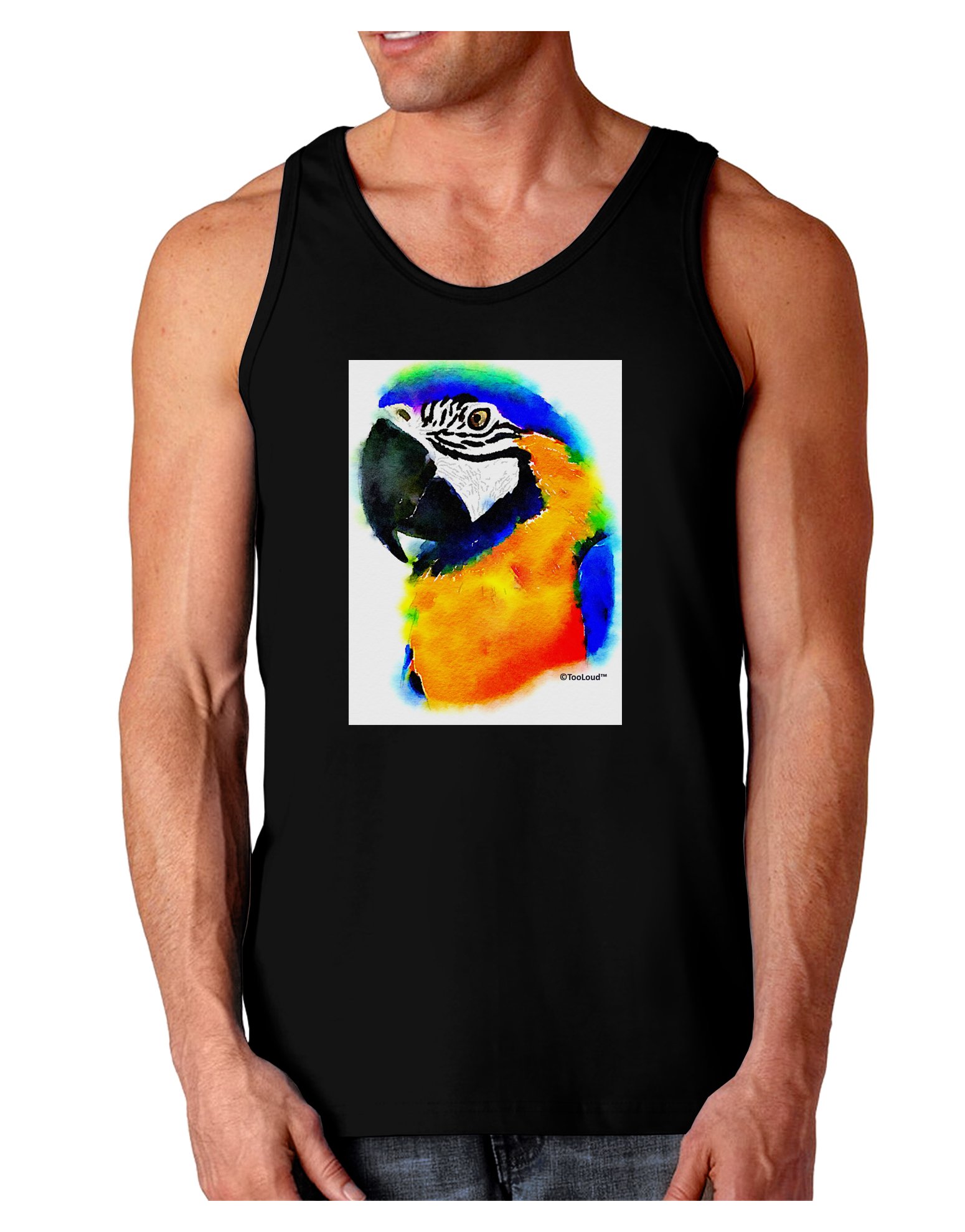 Vibrant Parrot Watercolor Print Loose Tank Top for Women - Casual Summer Beach Wear & Boho Festival Outfit