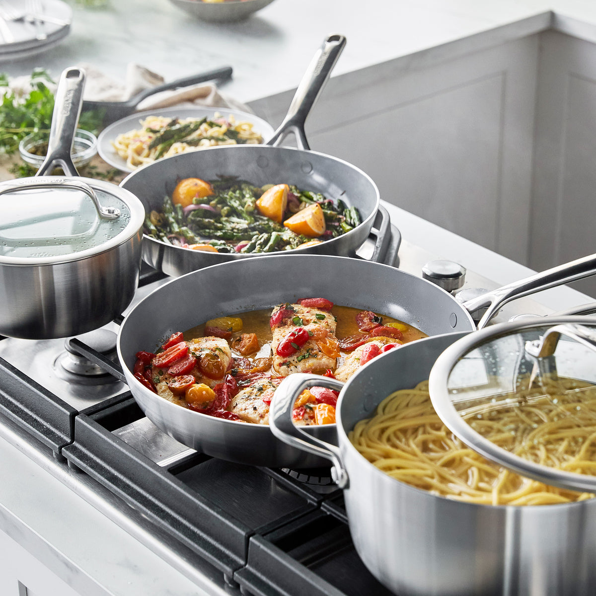 GP3 Thermolon 9G Ceramic Nonstick 14-Piece Cookware Set - Non-Toxic, PFOA-Free Pots and Pans for Healthy Cooking | Perfect for Induction, Gas & Electric Stovetops | Ideal for Frying, Boiling & Sauteing