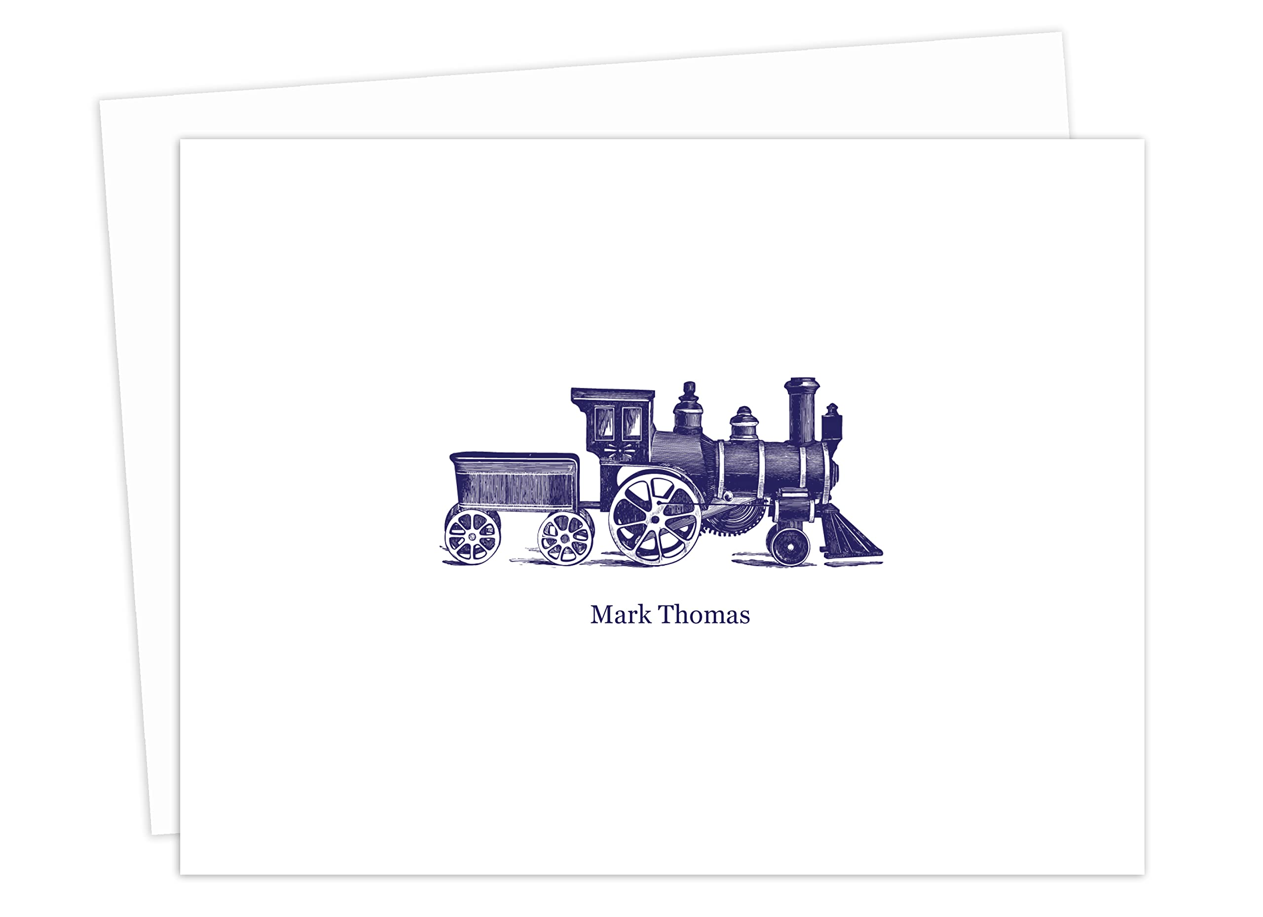 Personalized Toy Train Note Cards for Kids - Custom Children's Stationery for Birthday Invitations, Thank You Notes & School Projects