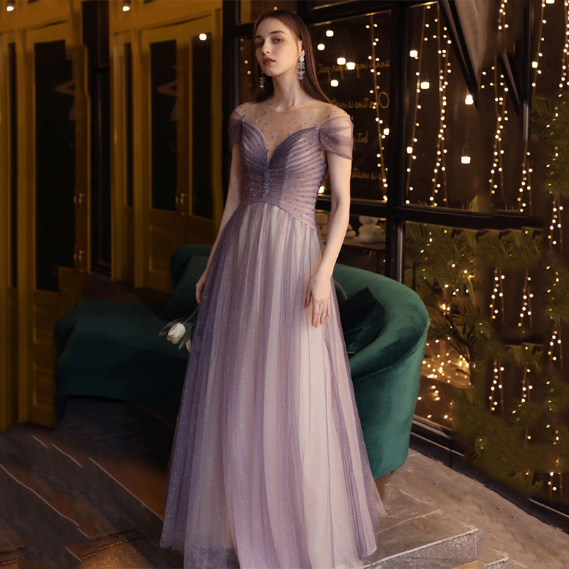 Off Shoulder Shiny Purple Prom Dress - A-Line Tulle Formal Evening Gown 707 | Elegant Homecoming, Quinceañera & Wedding Guest Dress