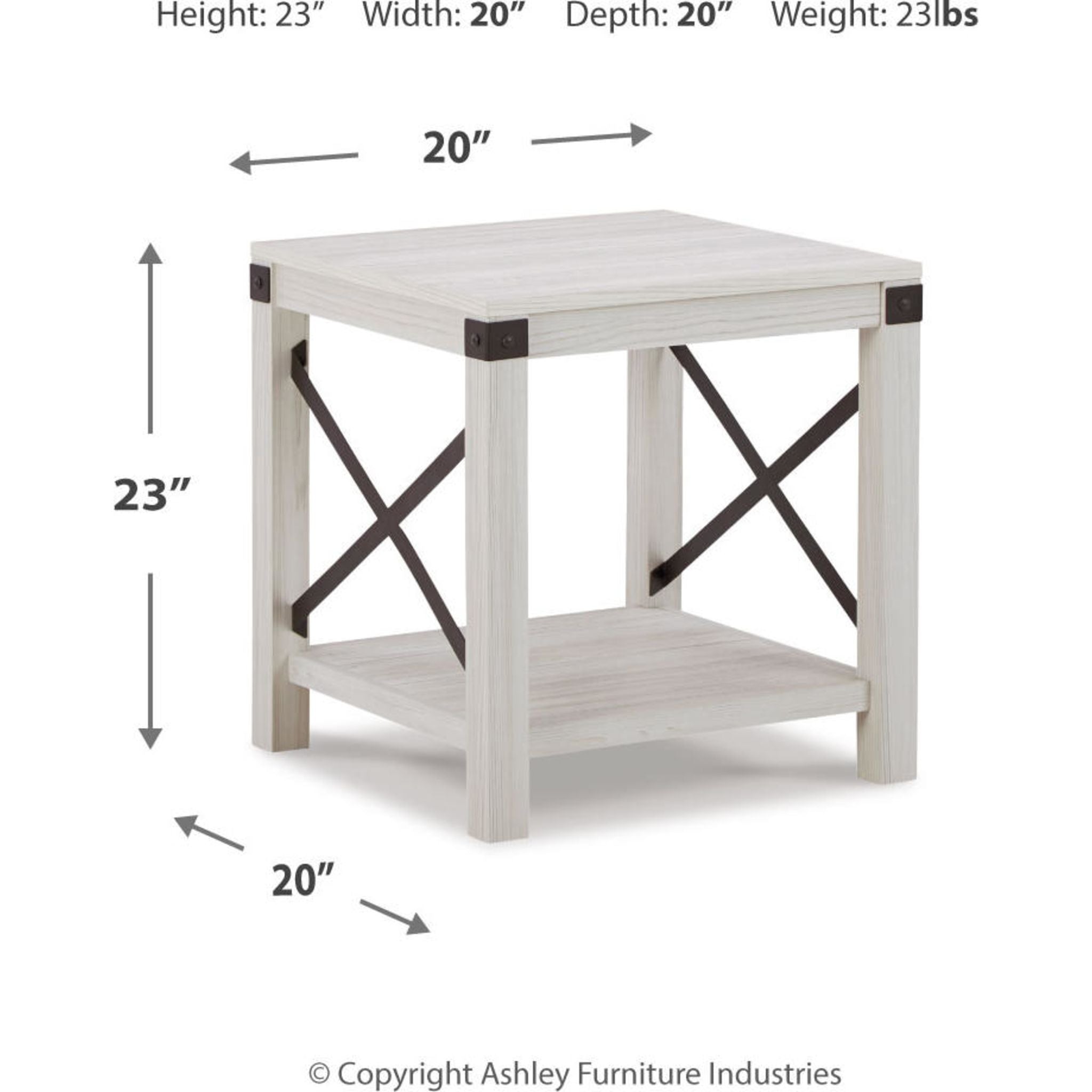 Bayflynn Whitewashed End Table - Modern Nightstand for Bedroom, Living Room, or Office - Small Side Table with Rustic Farmhouse Style
