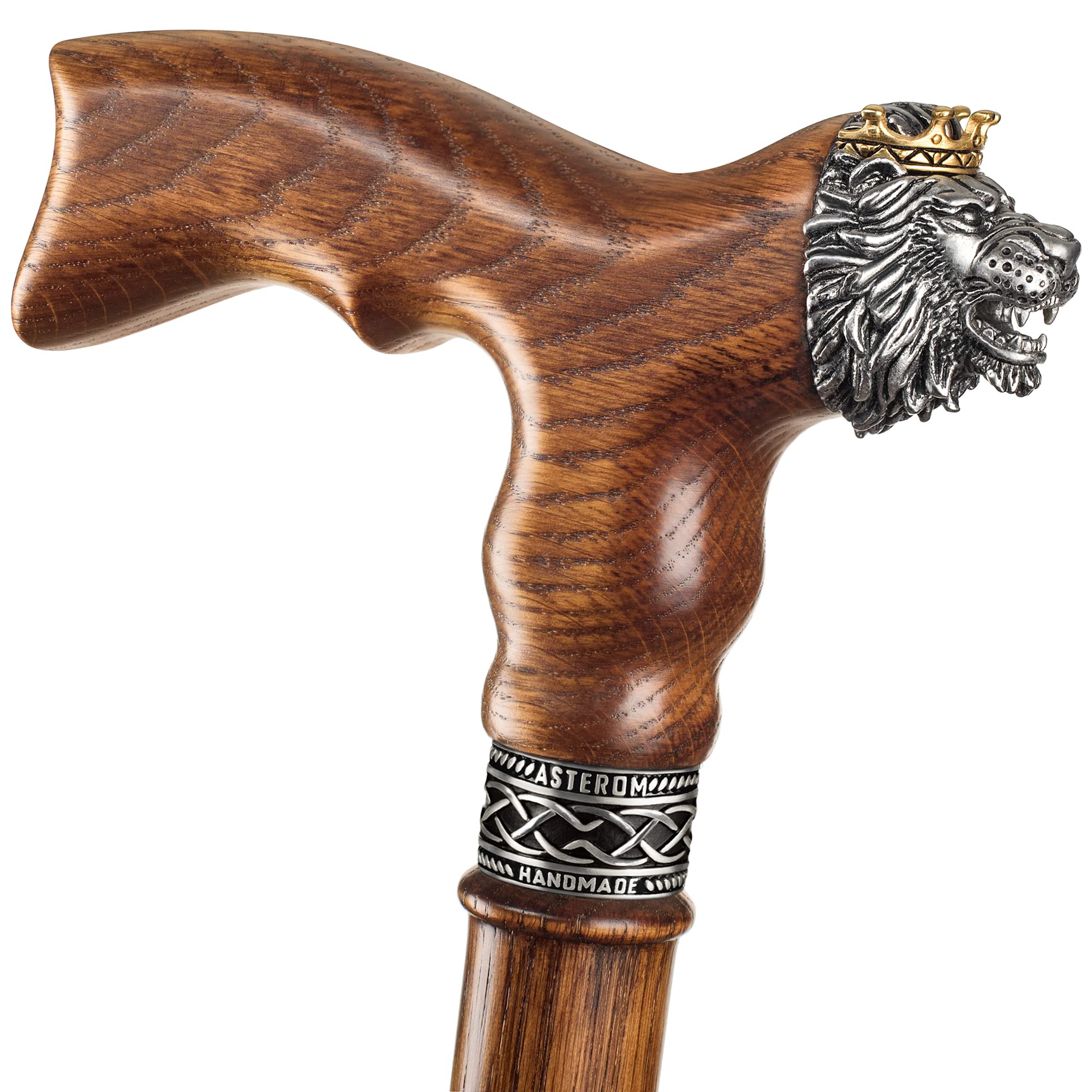 **Handmade Lion Head Walking Cane - Stylish Wooden Walking Stick for Men & Women, Seniors - Perfect for Hiking, Travel & Daily Support**