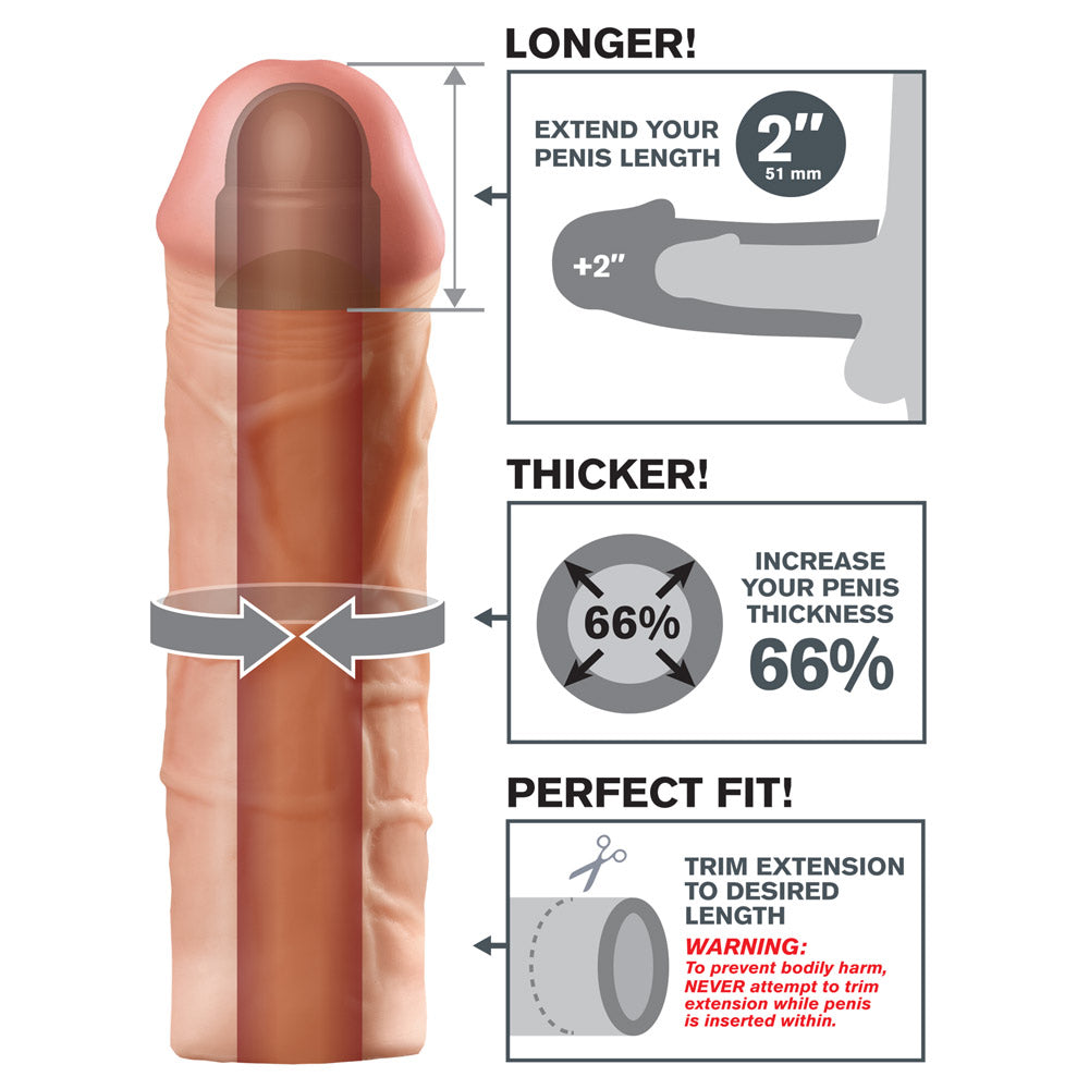Fantasy X Tensions Mega 2 Girthy Penis Extension Sleeve - Realistic Thickening Sleeve for Enhanced Pleasure - Perfect for Couples & Solo Play