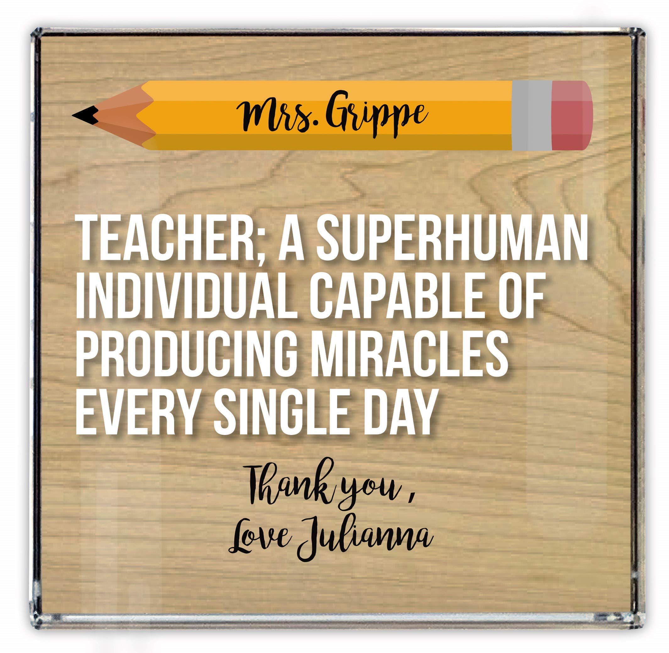 Personalized Crystal Paperweight for Teacher Appreciation Gift - Engraved Superhero Design with Elegant Gift Box - Perfect for Retirement, Graduation, or Thank You Present