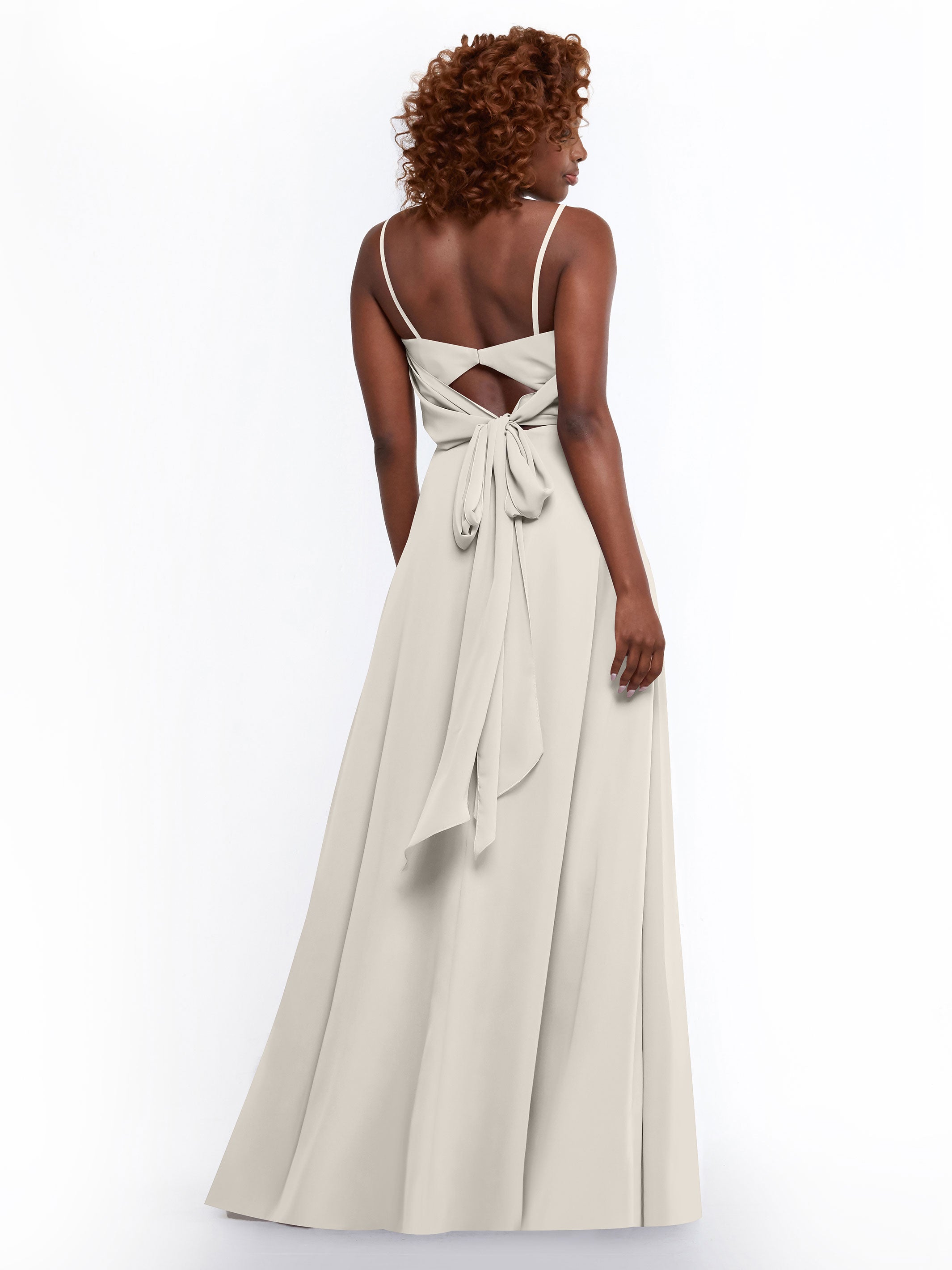 Elegant A-Line Bridesmaid Dress with Flowy Chiffon Skirt & Thigh High Slit - Perfect for Weddings, Formal Events & Special Occasions