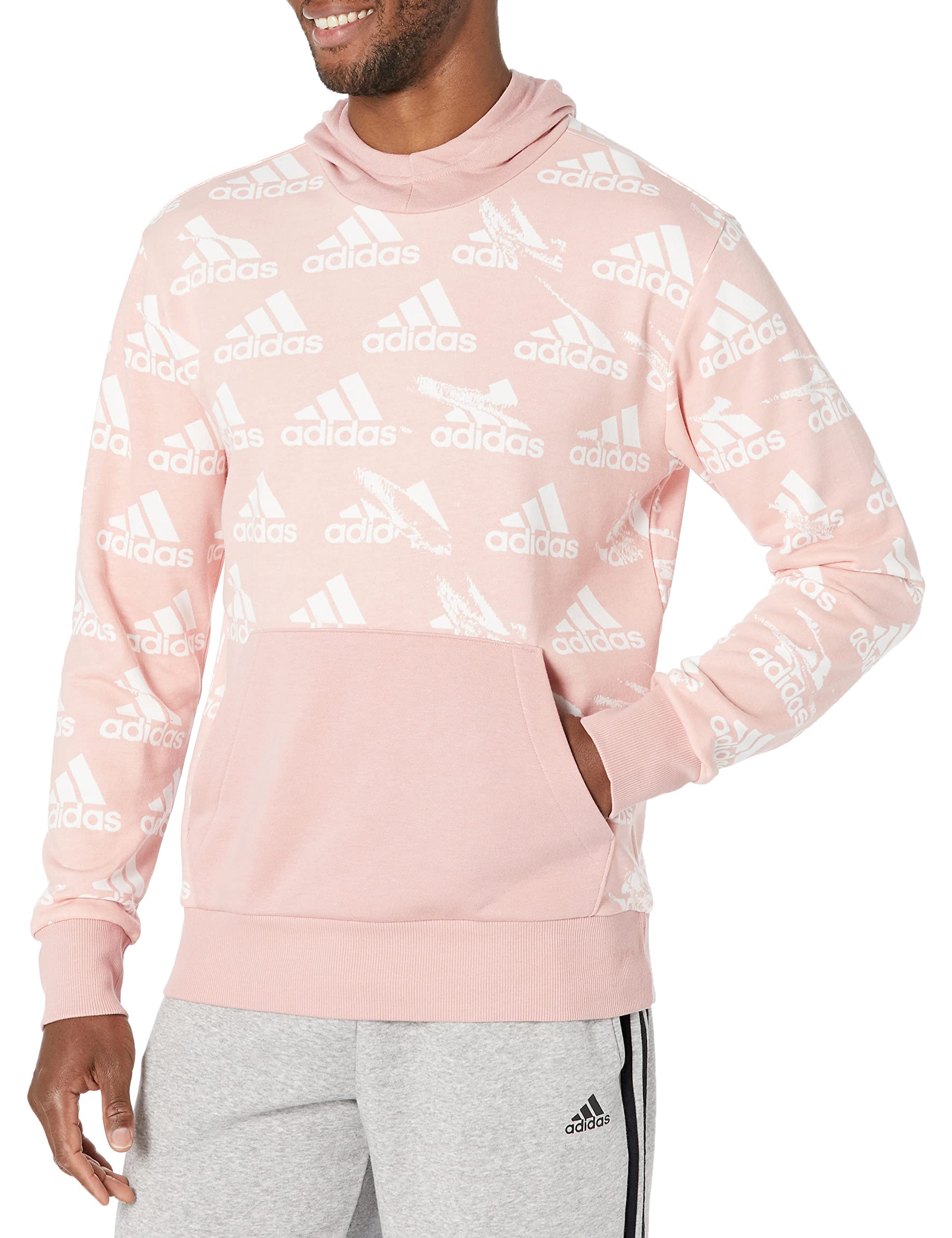 adidas Men's Essentials Brandlove Hoodie - Soft Cotton Pullover Sweatshirt for Casual Wear, Gym & Street Style | Comfortable Athletic Hooded Sweater for Everyday Use
