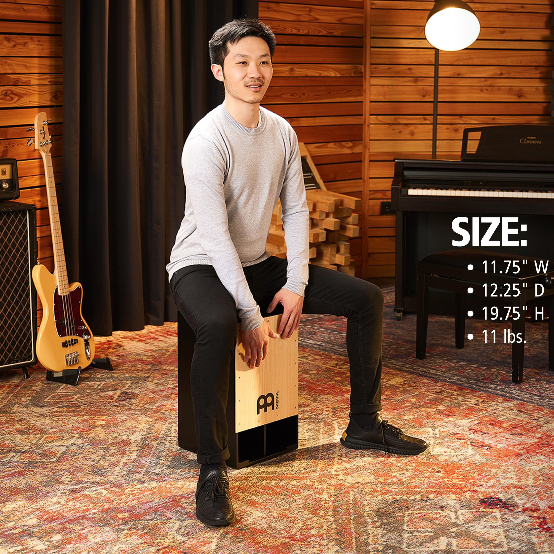 Meinl Subwoofer Bass Cajon Box Drum with Internal Snares - Premium American White Ash Playing Surface, 2-Year Warranty (SUBCAJ1AWA) | Perfect for Live Performances, Studio Recording & Acoustic Jam Sessions