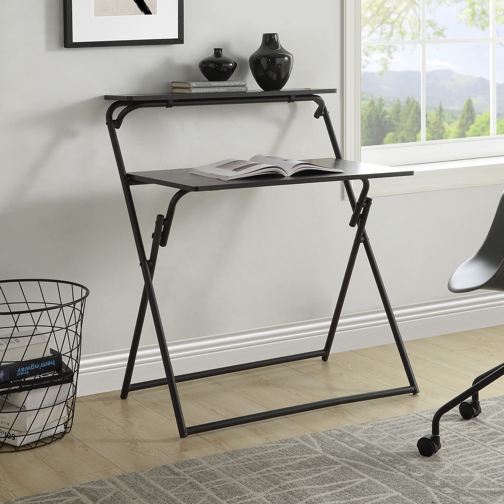 Modern Foldable Computer Desk - Sturdy MDF Laptop Desk with High Load Capacity, Space-Saving Home Office Writing Table for Study & Work (Black) | Perfect for Small Spaces, Remote Work & Dorm Rooms