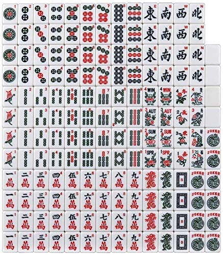 166 Tiles American Mahjong Set with Red Phoenix Design - Includes Soft Carrying Bag, 4 Color Pushers & Racks - Portable Western Mahjongg Game for Travel, Parties & Family Game Nights