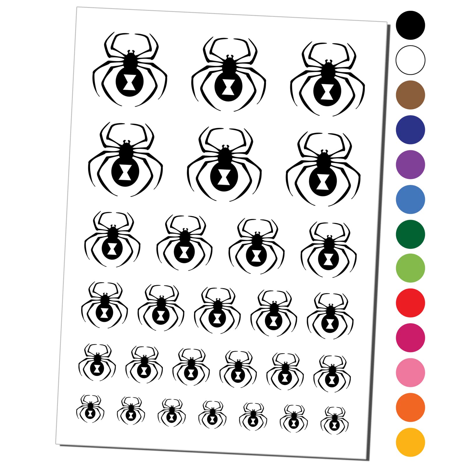 Black Widow Spider Temporary Tattoo Set - Waterproof Fake Body Art for Halloween & Cosplay - Realistic Fake Tattoos for Costume Parties & Spider-Man Fans (1 Sheet)