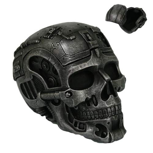 Cyborg Skull Jewelry Box - Unique Collectible Figurine for Home Decor & Gift Giving | Gothic Decor, Man Cave Accessory, Halloween Display