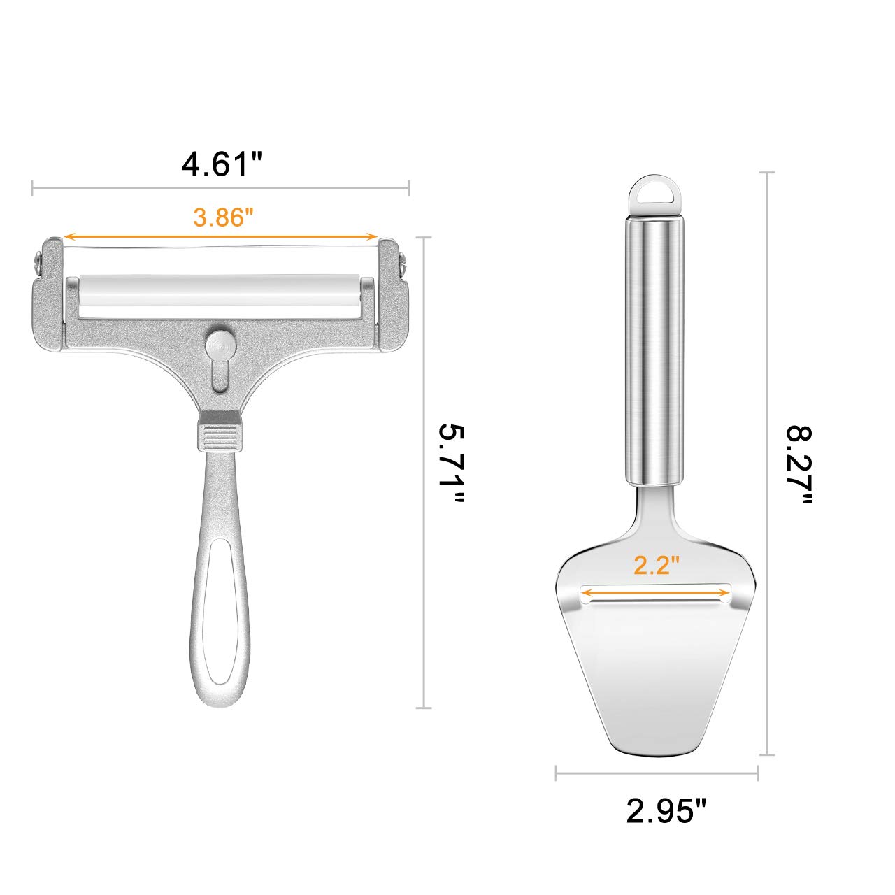 WarmHut Stainless Steel Cheese Slicer Set with Wire Cutter - 2-Piece Kitchen Tool for Soft, Semi-Hard & Hard Cheeses | Perfect for Charcuterie Boards, Wine Pairings & Gourmet Cooking