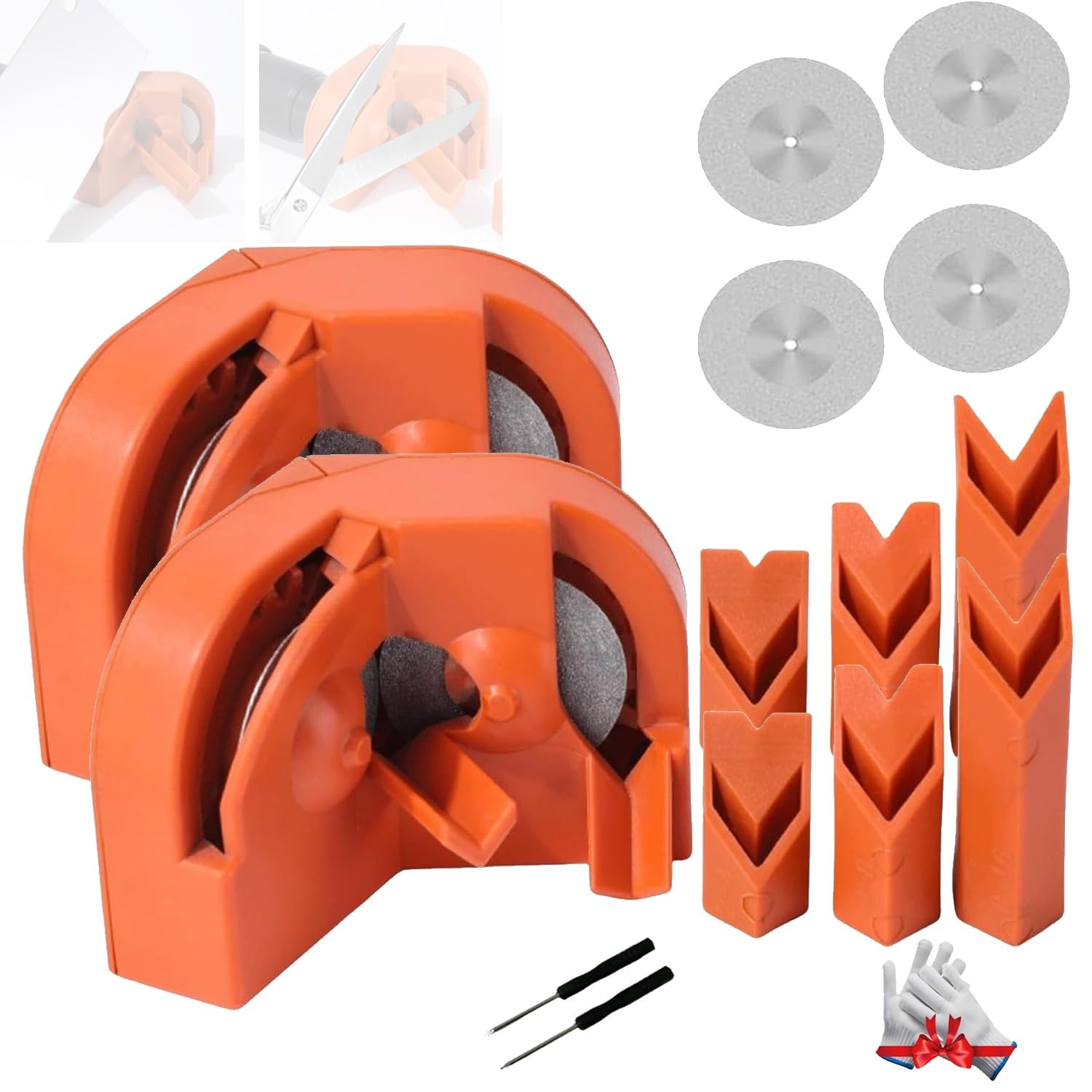 **Multipurpose Drill Bit Sharpener with 2 Grinding Wheels - High-Speed Steel, Masonry, Carbide, Cobalt & Tin-Coated Bits Sharpener - Also Works for Kitchen Knives & Scissors (2-Piece Set) - Perfect for DIY, Woodworking & Home Repairs**