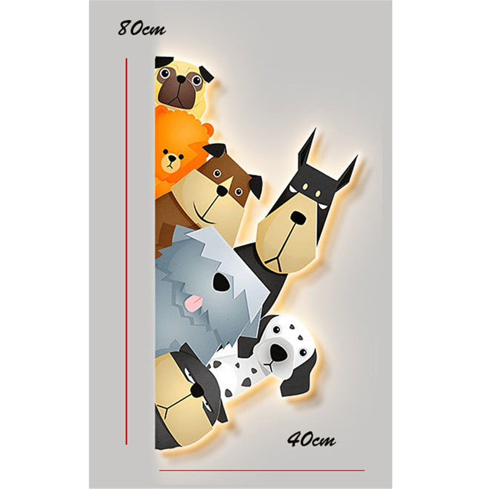 Animal Murals LED Wall Lamp with Plug Wire - Cute Night Light for Kids Room, Nursery, Bedroom Decor - Perfect for Bedtime Stories & Creating a Cozy Atmosphere