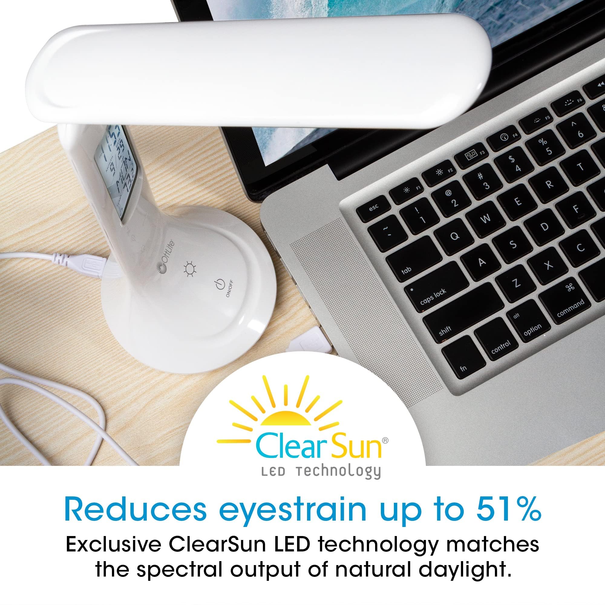 OttLite Travel LED Task Lamp with ClearSun LED Technology - Cordless, Rechargeable Desk Lamp with Digital Display & Touch Controls - Portable Reading Light for Home, Office, Dorm, Camping & Travel Use
