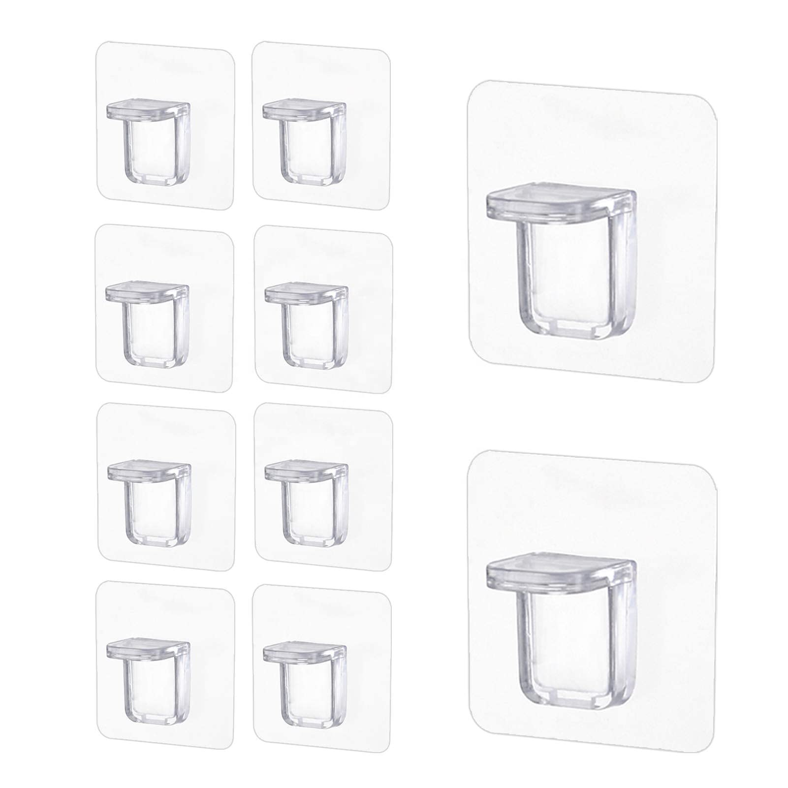 Clear Plastic Shelf Brackets - 10 Pack, Punch-Free Self-Adhesive Cabinet Supports for Kitchen, Closet & Book Shelves - Transparent Furniture Organizers for Easy Installation & Space Saving