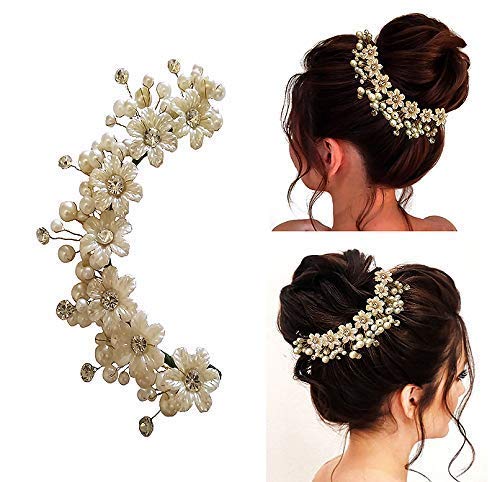Elegant Pearl Hair Bun Pins for Women - Stylish Artificial Flower Hair Accessories for Bridal, Wedding, Anniversary & Party Events - Perfect for Special Occasions & Everyday Wear
