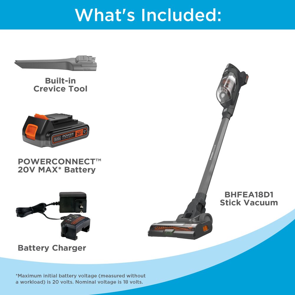 POWERSERIES+™ 20V MAX* Cordless Stick Vacuum Cleaner - Lightweight for Hardwood Floors, Carpets & Pet Hair - Ideal for Home Cleaning & Quick Pickups