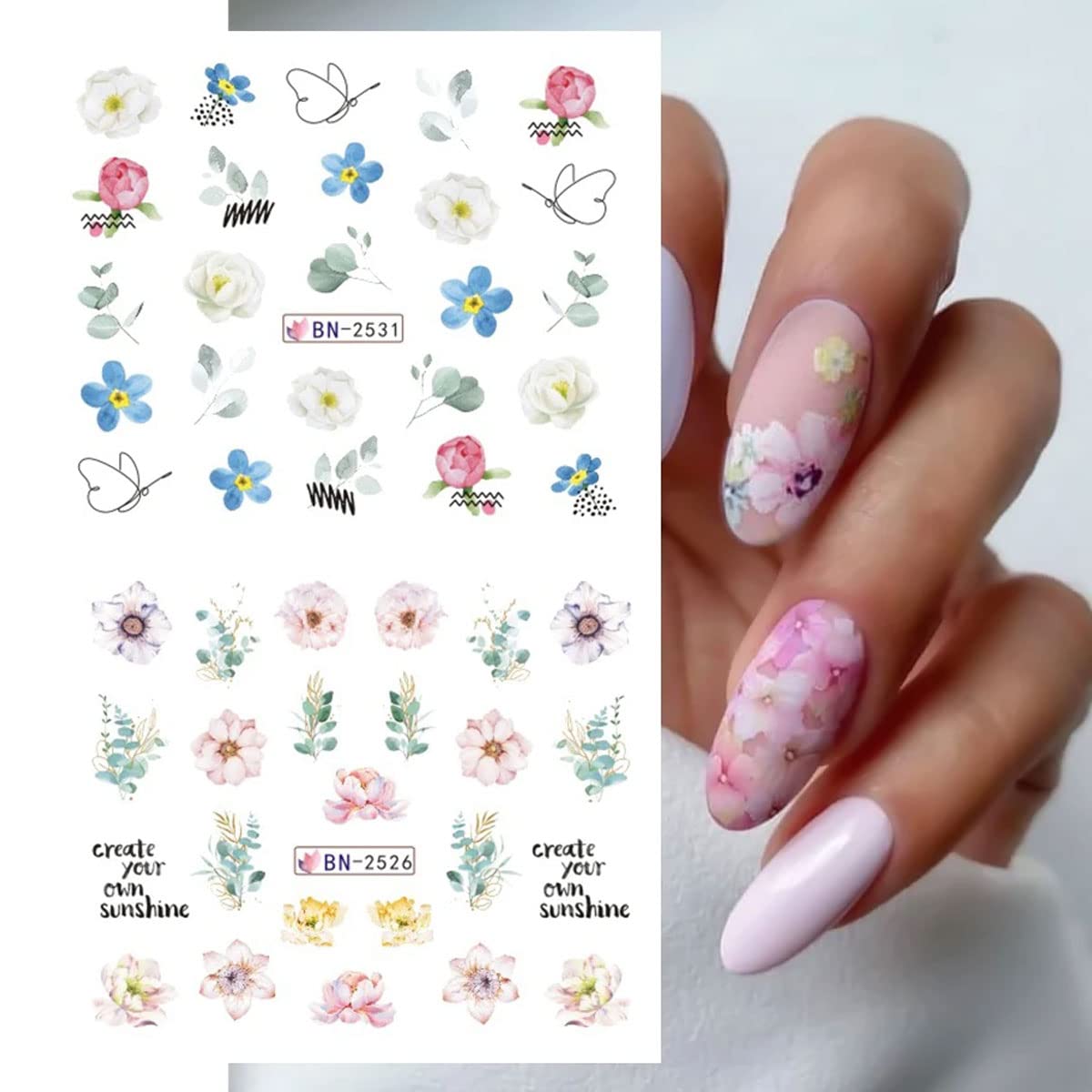 Elegant White Floral Water Transfer Nail Stickers - Rose Lily Tulip Dragonfly Nail Art Decals for Acrylic Nails | Spring Summer Nail Design Supplies (12 Sheets) | Perfect for DIY Manicures, Bridal Nails & Salon Nail Art
