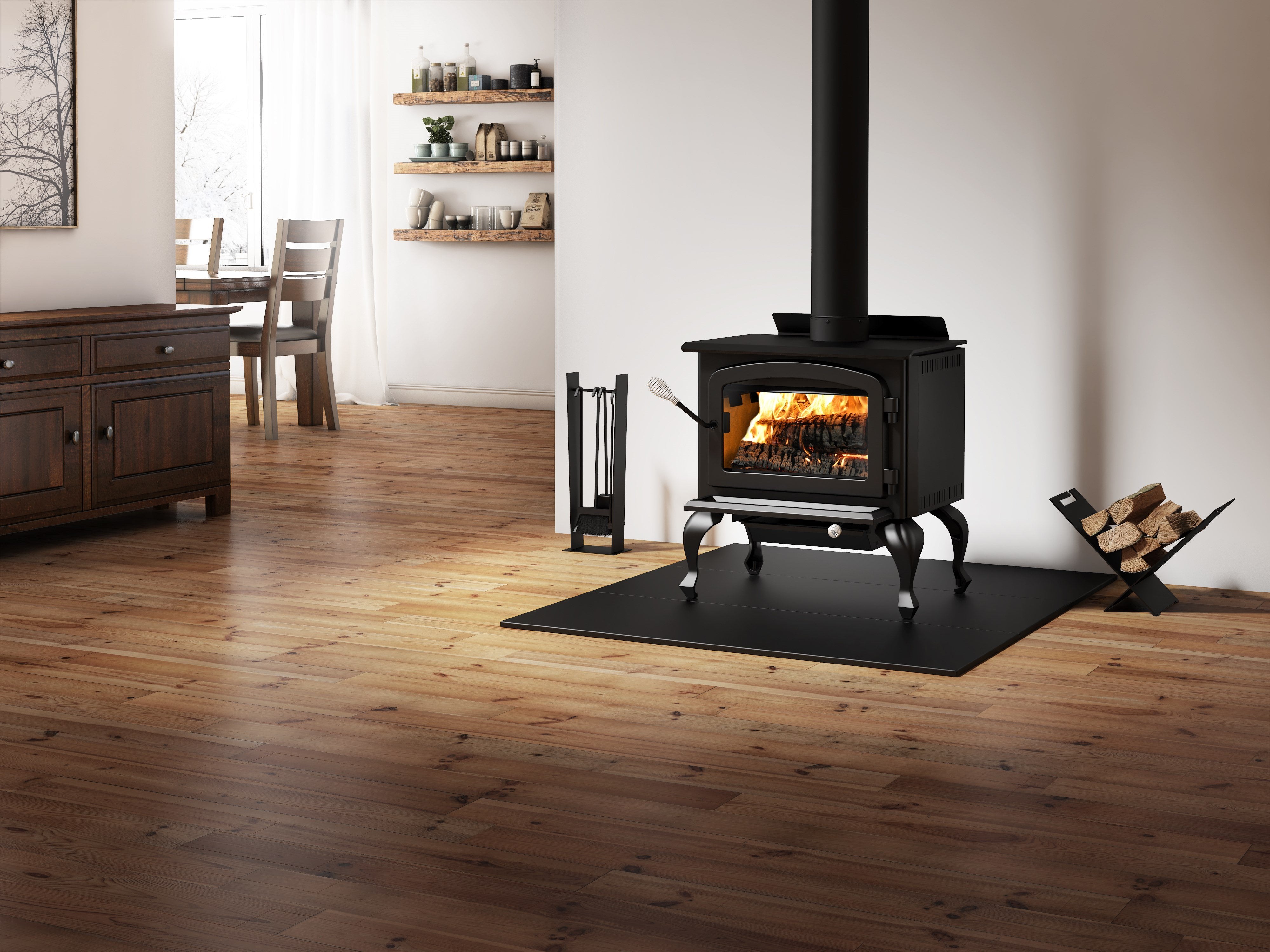 Drolet Columbia II EPA Certified 1,800 Sq. Ft. Wood Burning Stove - Efficient Heating for Cabins, Homes & Outdoor Spaces