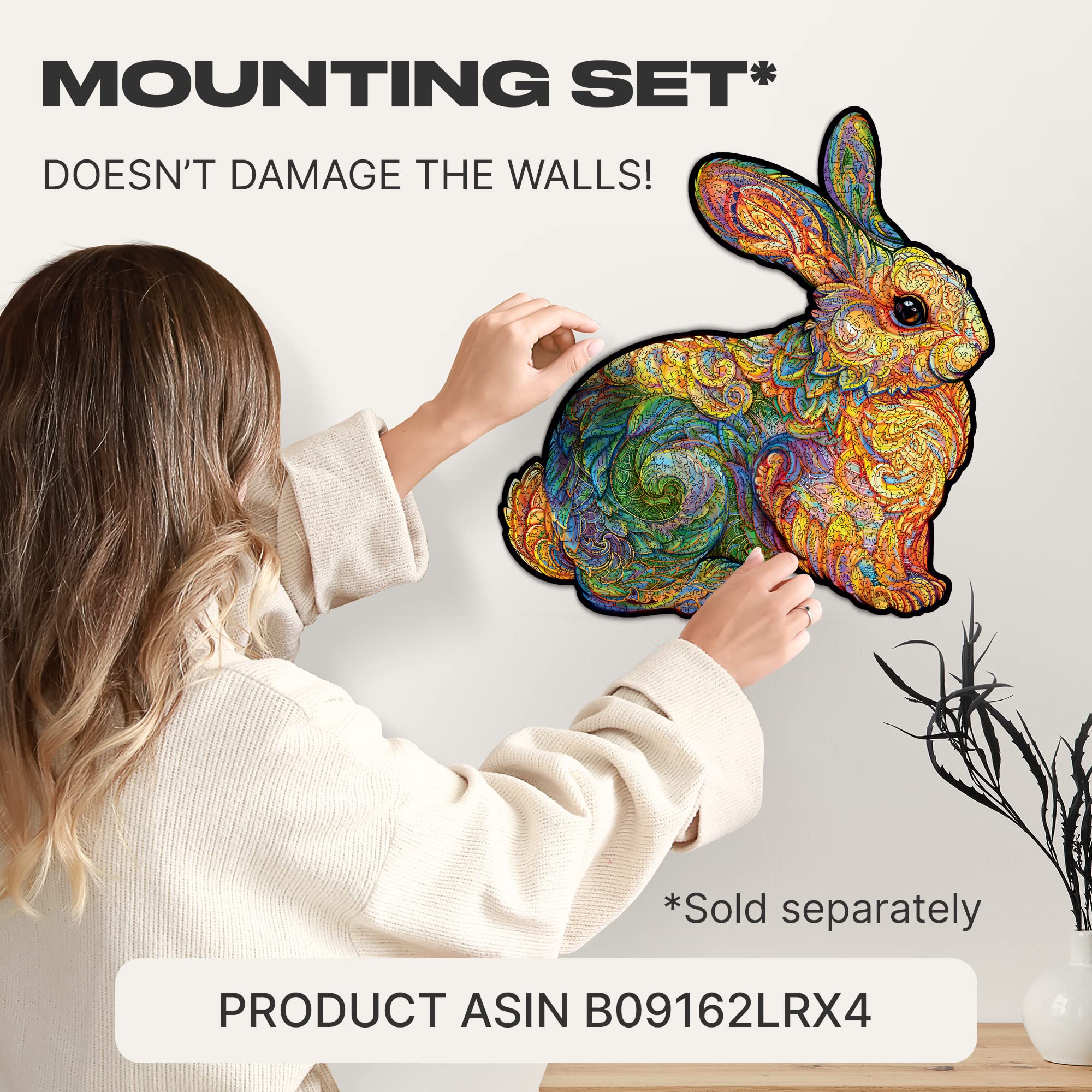 UNIDRAGON Original 700-Piece Wooden Jigsaw Puzzle - Precious Rabbit Design, Large 20.8