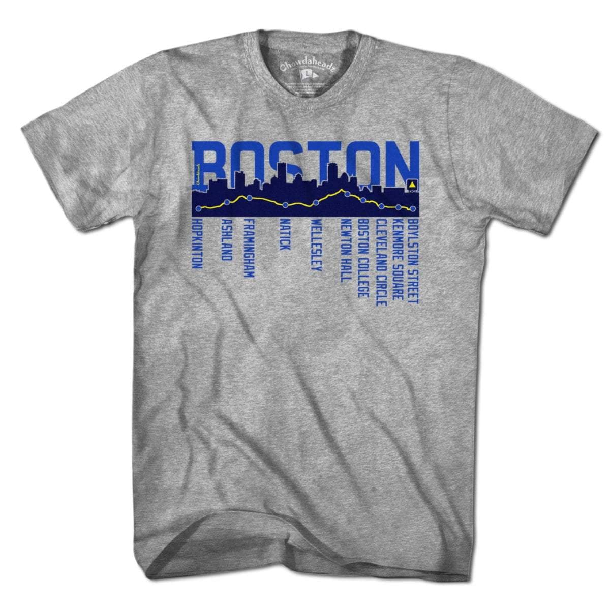 Boston Skyline Run Route Vintage T-Shirt - Unisex Soft Cotton Blend Tee for Running & Casual Wear | Perfect for Marathon Runners & Boston Fans