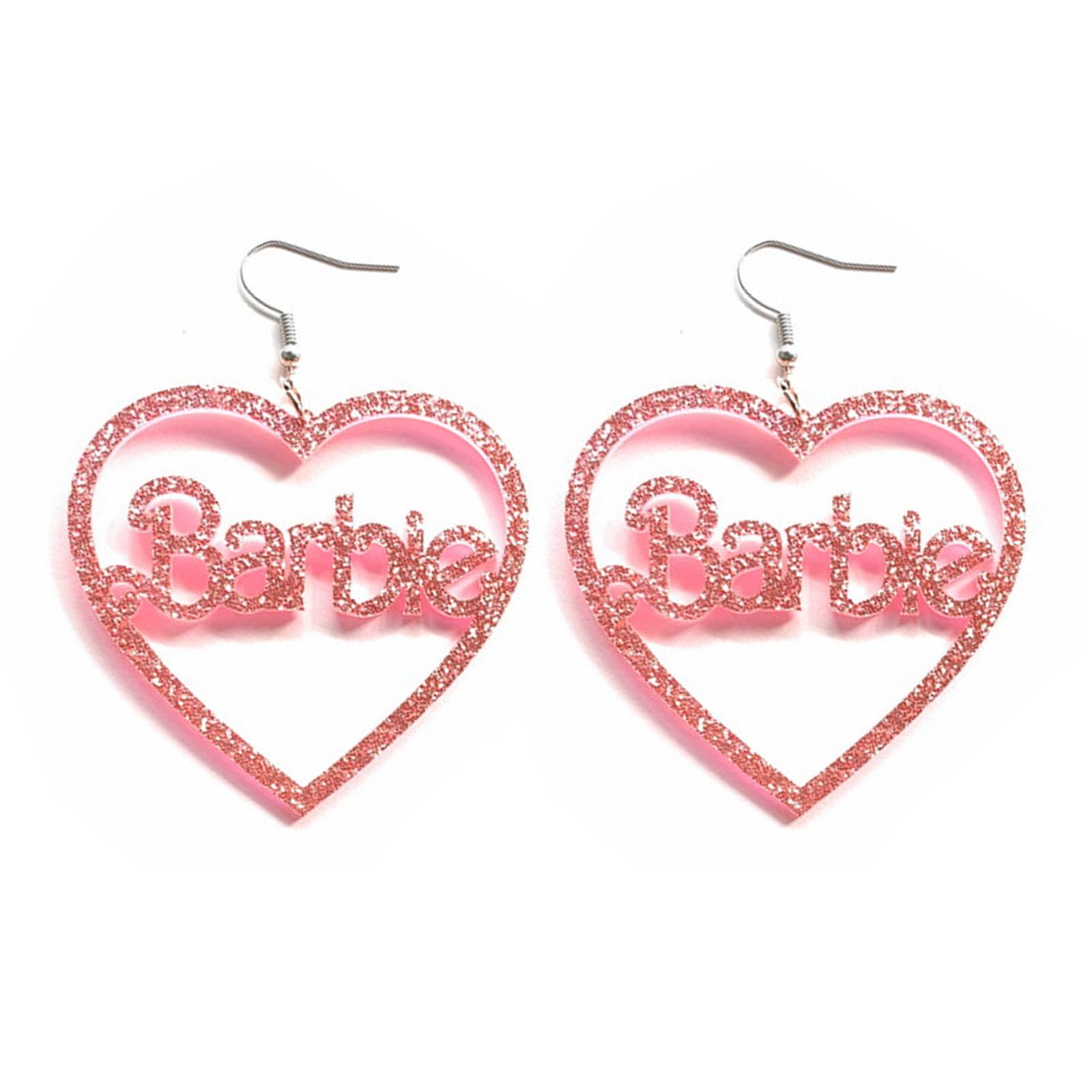Pink Heart Dangle Earrings for Women & Girls - Romantic Hot Pink Rectangle Tassel Earrings Jewelry Gift for Valentine's Day, Anniversary & Special Occasions