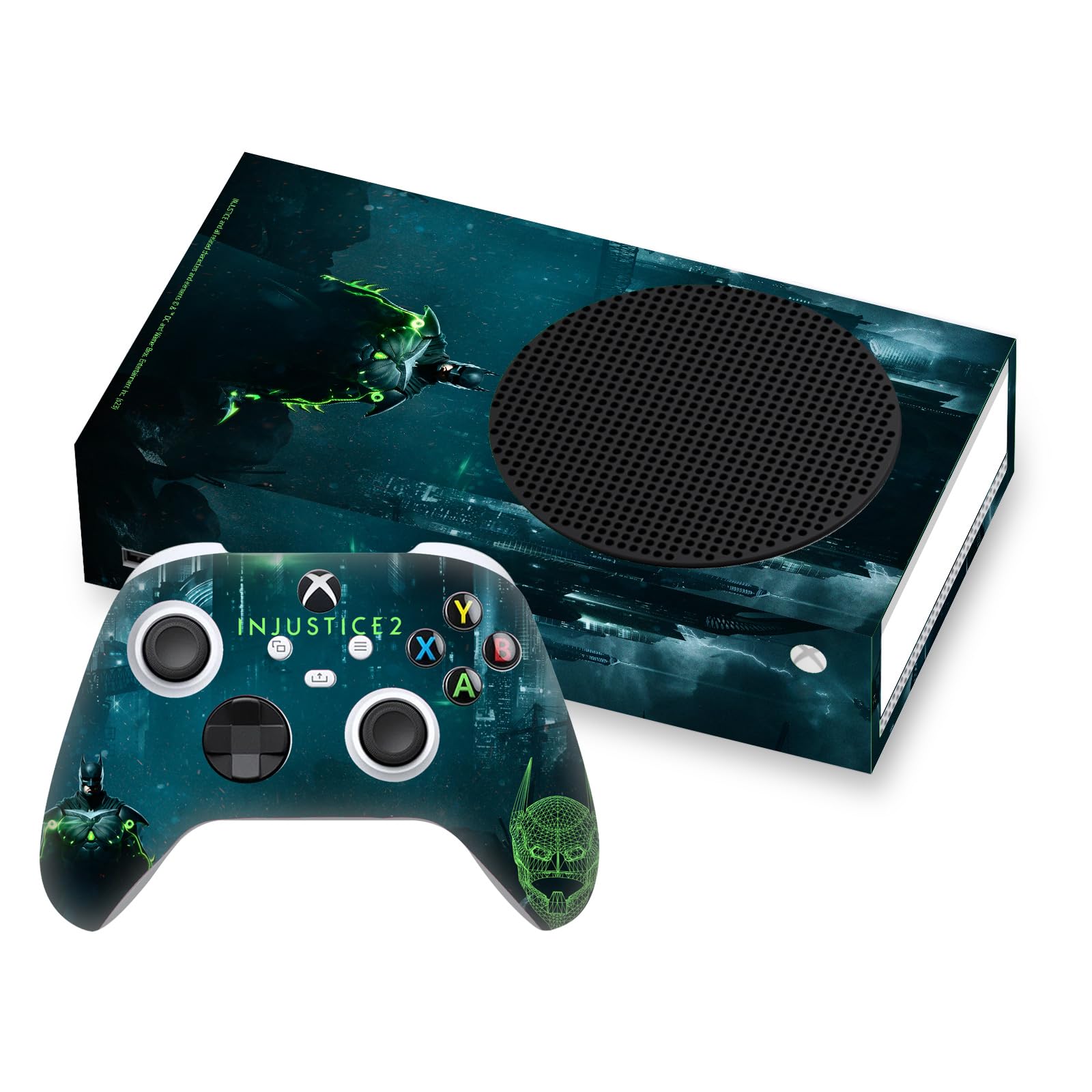 Official Injustice 2 Batman Character Vinyl Skin Gaming Sticker Decal Cover Compatible with Xbox Series S Console and Controller Bundle - Perfect for Gaming Enthusiasts & Collectors