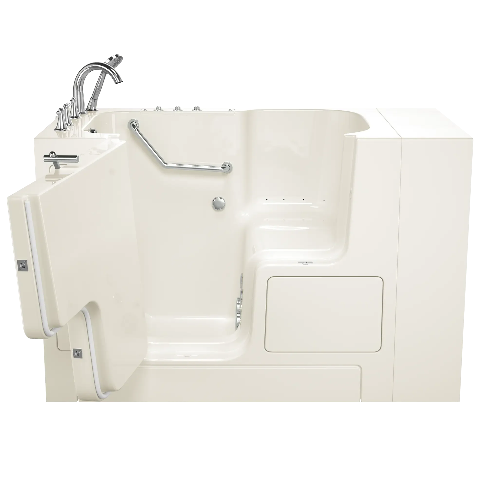 32 x 52 Inch Gelcoat Walk-In Bathtub with Air Spa & Whirlpool System - Left Hand Drain & Faucet - Ideal for Elderly & Mobility Support - Perfect for Home Bathroom Safety & Relaxation
