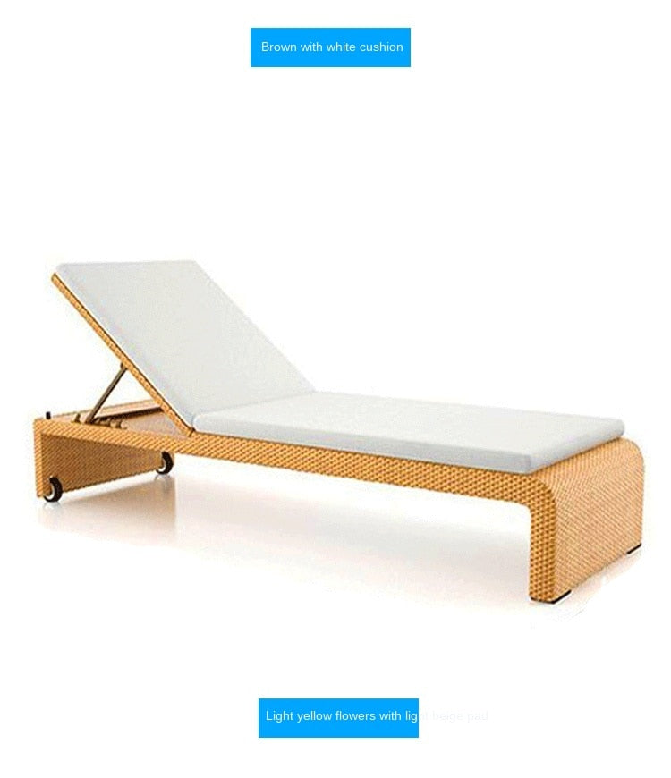 Premium Sun Lounger No.5 - Adjustable Outdoor Reclining Chair with Cushion - Perfect for Poolside, Beach, Patio & Backyard Relaxation