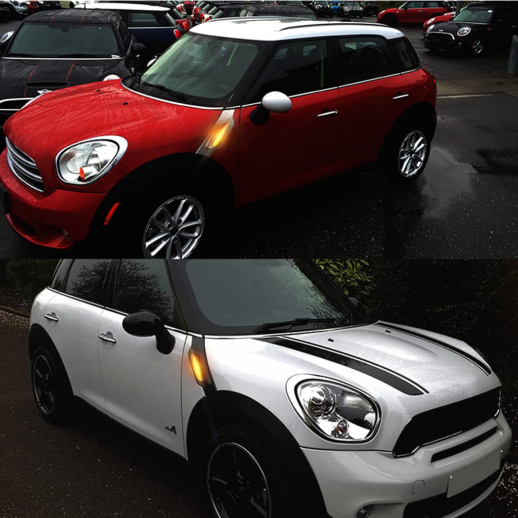 Smoke Lens Dynamic LED Side Marker Lamps & Sequential Turn Signal Lights for MINI Cooper R60 COUNTRYMAN R61 PACEMAN - Enhanced Visibility & Style for Night Driving & Custom Car Mods