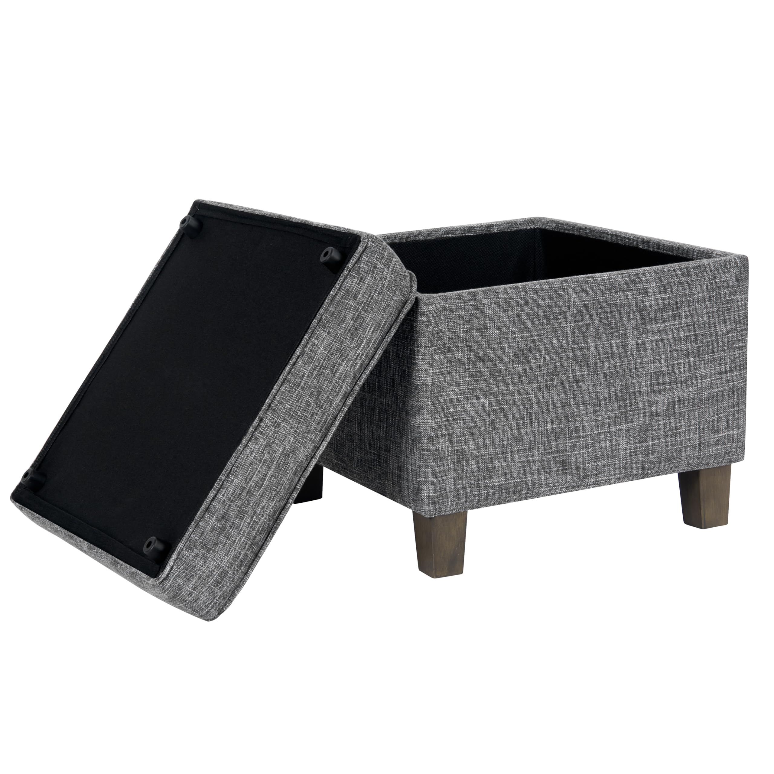 Classic Square Storage Ottoman with Lift Off Lid - Large Slate Grey Ottoman for Living Room & Bedroom | HomePop Home Decor K7342-F2182 | Perfect for Extra Seating, Blanket Storage & Home Organization