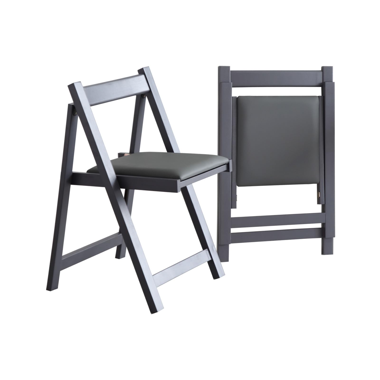FUNROLUX 2 Pack Wooden Folding Chairs with Padded Seats - Sturdy 198LB Capacity, Space-Saving Grey Dining Chairs for Kitchen, Dining Room, Party & Events - Indoor Use Only