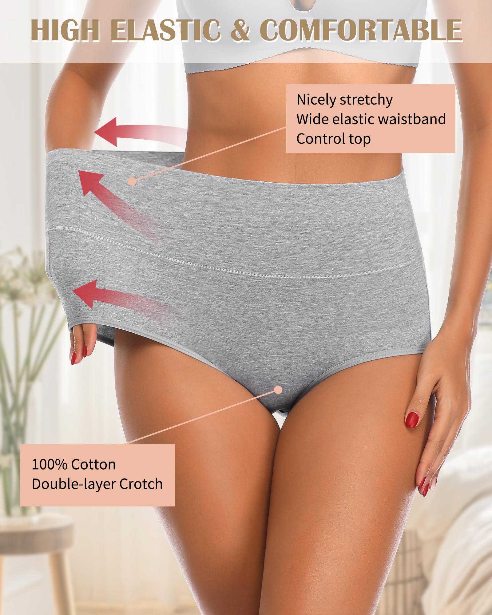 CULAYII High Waisted Cotton Underwear for Women - Tummy Control Postpartum Panties, Breathable Full Coverage Ladies Briefs - Perfect for Maternity, Postpartum Recovery & Everyday Comfort