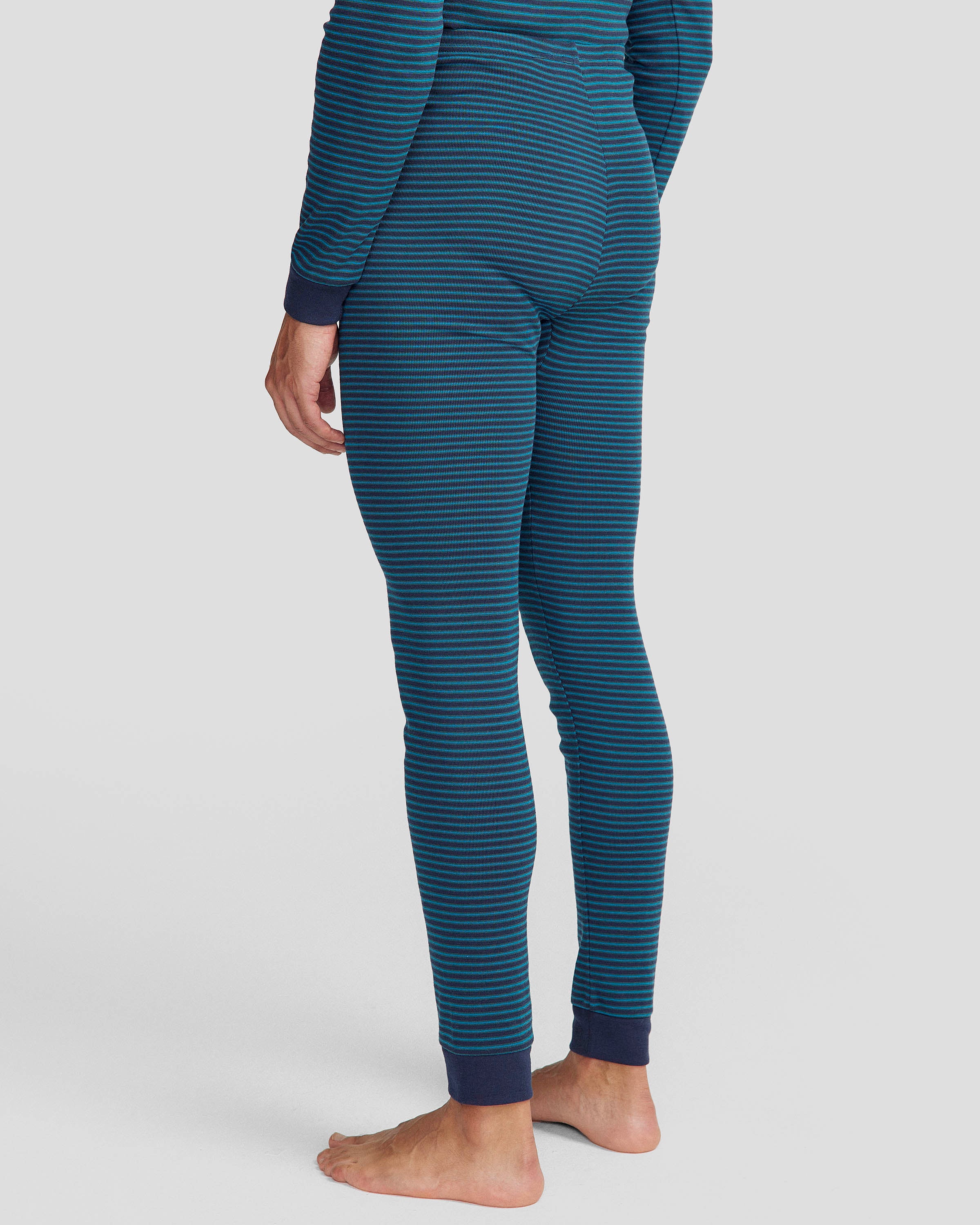 KMDCore Polypro Long John Pants - Dark Eddy/Navy Stripe - Thermal Base Layer for Cold Weather, Outdoor Activities & Winter Sports