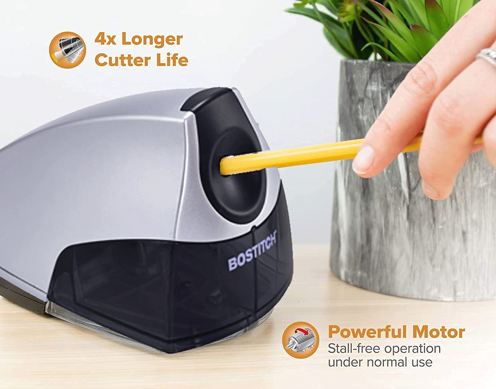Bostitch Electric Pencil Sharpener - Automatic Powerful Motor for Fast Sharpening, Compact Design with Sharpening Tray & Safety Switch - Perfect for Home, School, and Office Use - Ideal for Students, Artists, and Professionals