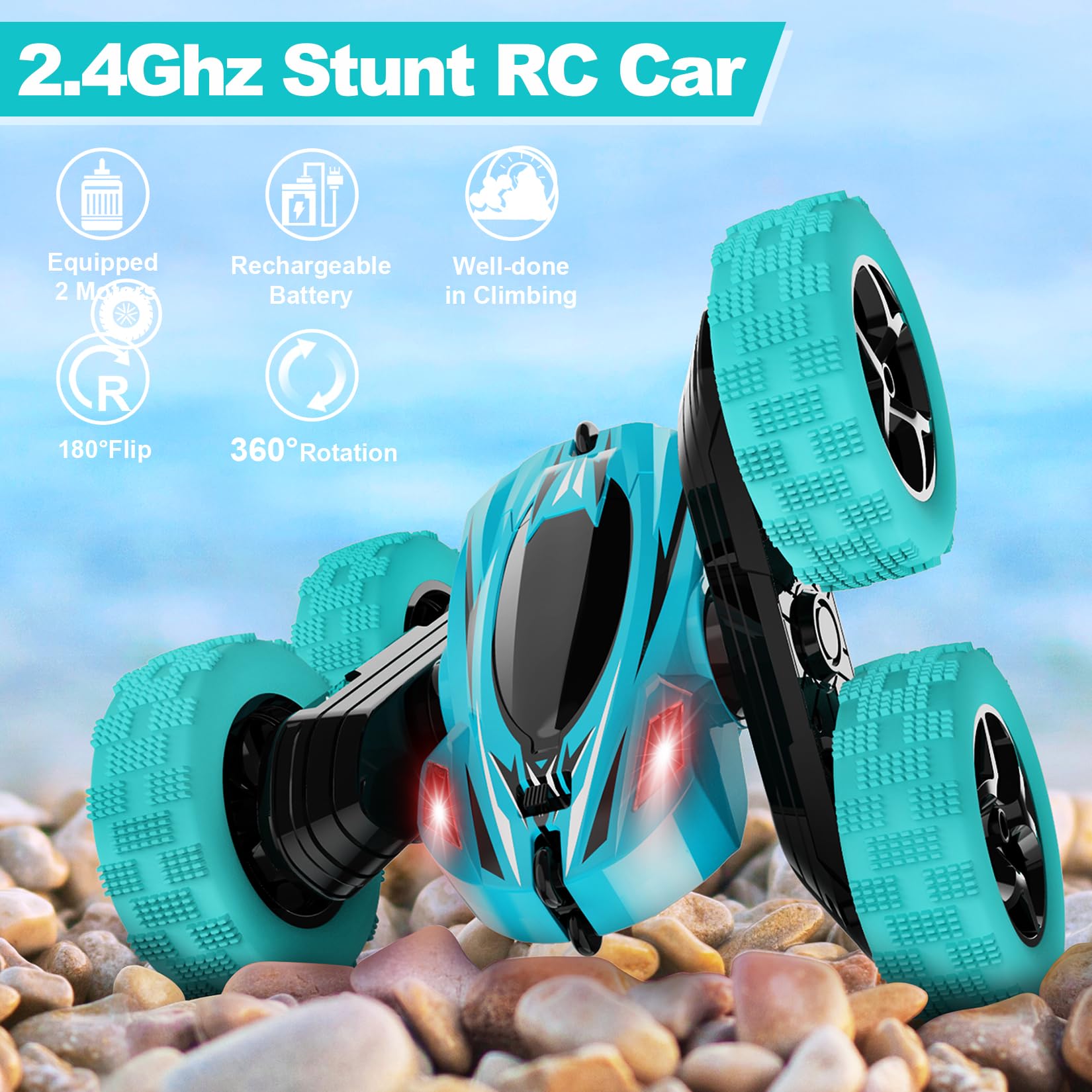 2.4GHz Fast Remote Control Car for Kids - 4WD RC Monster Truck Toy with 360° Rotation, Double-Sided Design - Perfect for Boys & Girls Outdoor Play, Birthday Gifts & Racing Fun