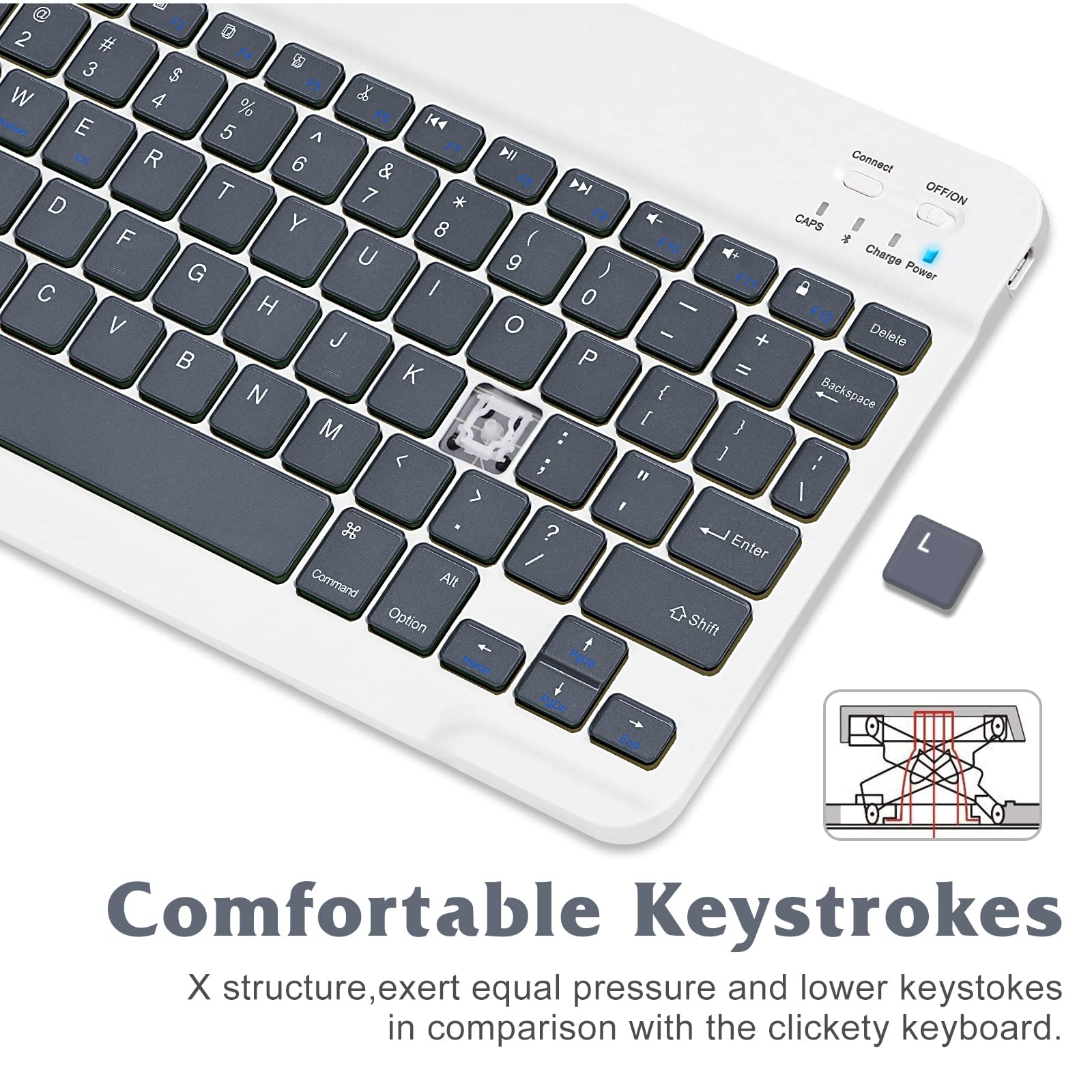 Rechargeable Bluetooth Keyboard and Mouse Combo - Ultra Slim Wireless Keyboard with Ergonomic Mouse for Mac, iPad, Tablet, PC, Smartphone - Compatible with Snapdragon Insiders & Bluetooth Devices (Shadow Grey/Black) - Perfect for Office Work, Home Use, and Travel