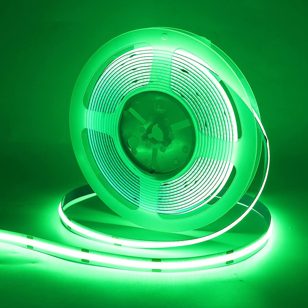 2m/6.6ft Flexible COB LED Strip Lights - 320 LEDs/m, 5V DC, Green Non-Waterproof LED Tape Light with USB Touch Dimmer | Perfect for TV Backlighting, Cabinet Lighting, Home Decor & DIY Projects