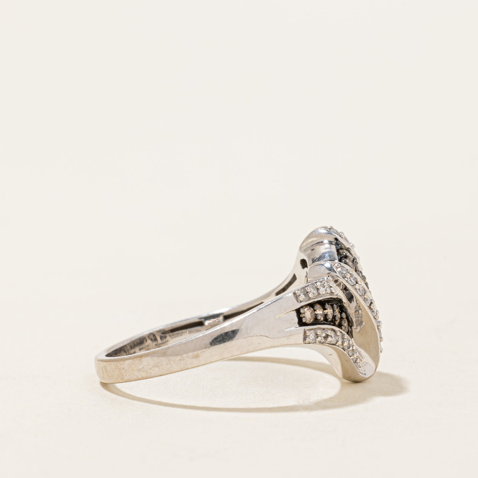 0.50ctw Diamond Bypass Ring Size 7 | 14K White Gold Wedding Band | Elegant Bridal Jewelry for Engagement, Anniversary & Special Occasions
