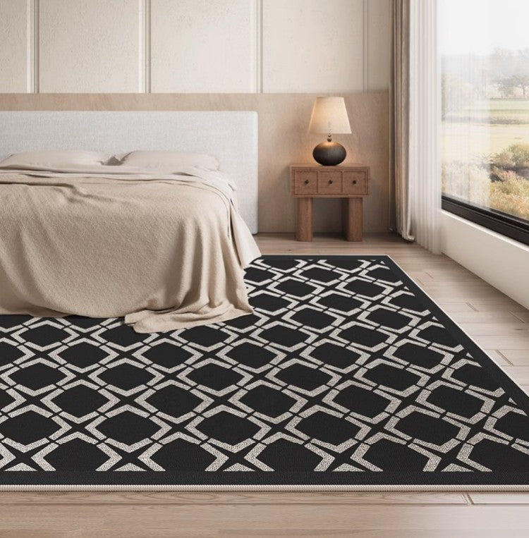 Abstract Contemporary Area Rugs - Modern Black & Neutral Rugs for Living Room, Bedroom, Dining Room & Office - Non-Slip Floor Carpets for Sofa, Desk & High Traffic Areas - Soft Home Decor for Cozy Spaces