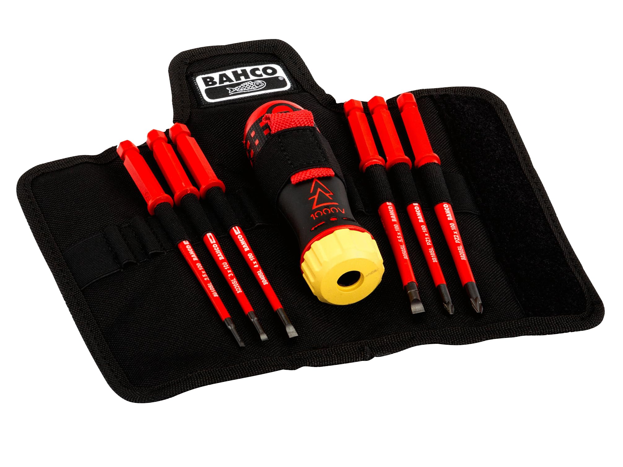 Bahco 808062 1000V Insulated Tool Set (7-Piece) - Professional Electrician Tools for Electrical Work & Home Repairs - Gray Color