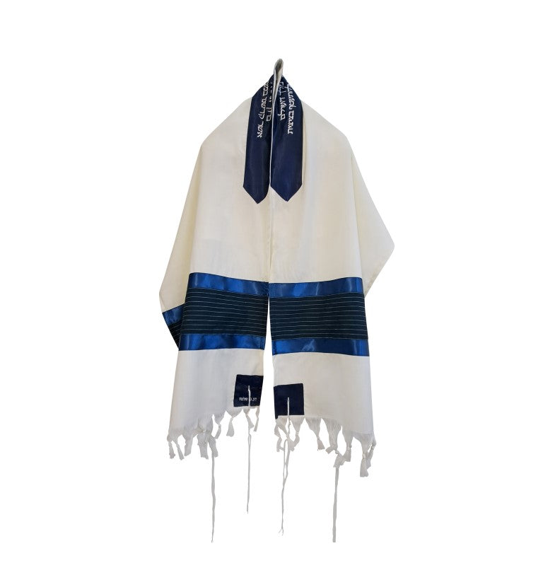 Blue Stripes Tallit Prayer Shawl for Boys - Bar Mitzvah Tzitzit Tallis with Fringes - Perfect for Jewish Religious Ceremonies & Synagogue Services