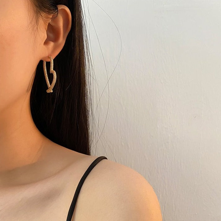 Luxury 14K Gold Heart Spiral Hoop Earrings for Women - Elegant Dainty Jewelry Gift for Valentine's Day, Anniversary & Date Night | A7691