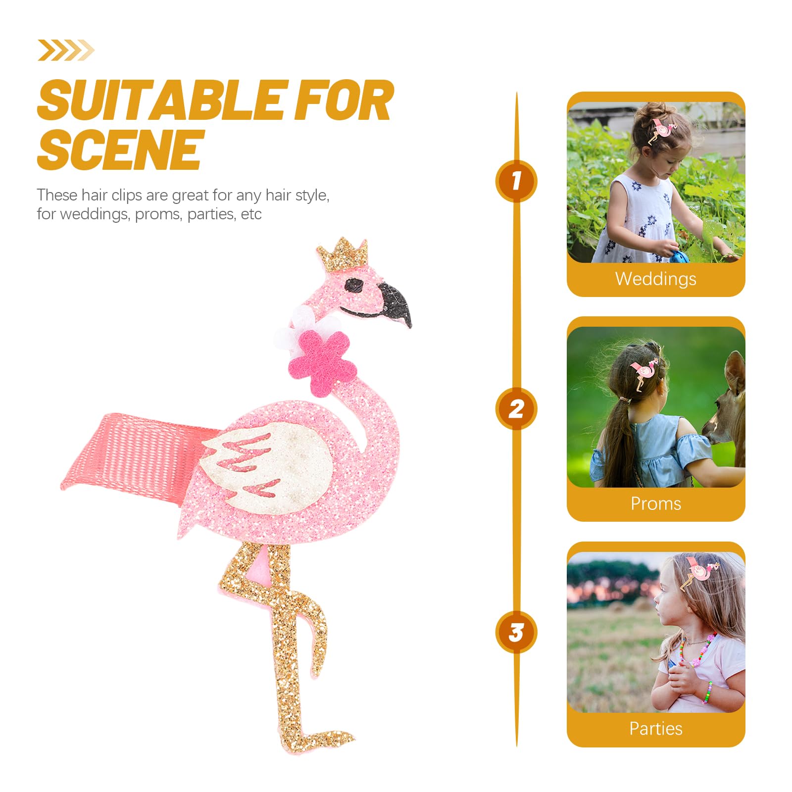 Amosfun Flamingo Hair Clips for Girls & Teens - Pink Hair Barrettes & Hairpins for School, Parties & Everyday Styling