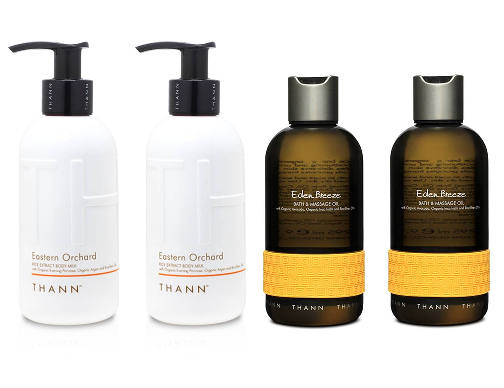 THANN Eastern Orchard Rice Extract Body Milk & Eden Breeze Massage Oil Set - Hydrating Skincare Duo for Relaxation & Moisturizing - Perfect for Spa Days, Self-Care Routines & Gift Giving