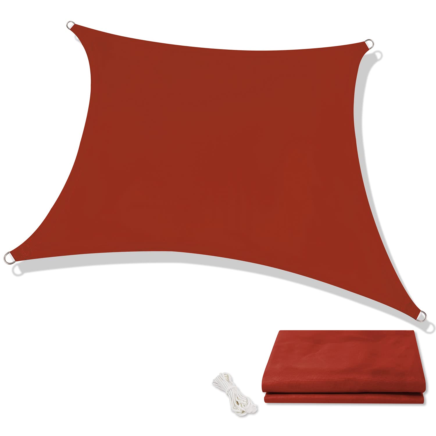 12'x12' Rectangle Shade Sail - UV Block Waterproof Sun Canopy for Backyard, Patio, Garden & Pool | Rust Red Outdoor Shade Solution | Perfect for Summer Relaxation & Outdoor Entertaining