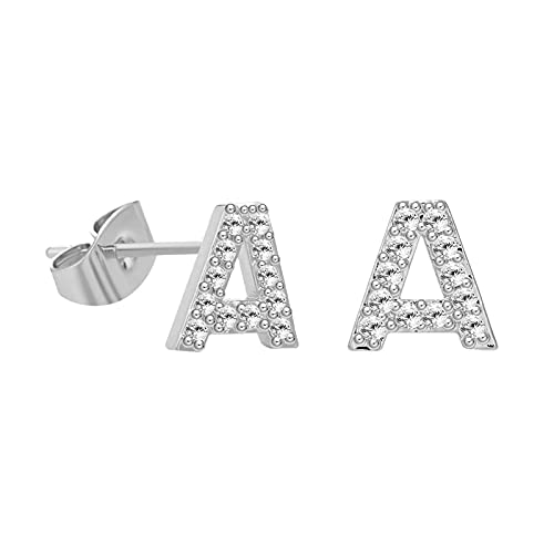 **Personalized Initial Letter Earrings - 925 Sterling Silver Diamond Stud Earrings for Women & Girls | Hypoallergenic Jewelry Gifts for Birthdays, Anniversaries & Everyday Wear**
