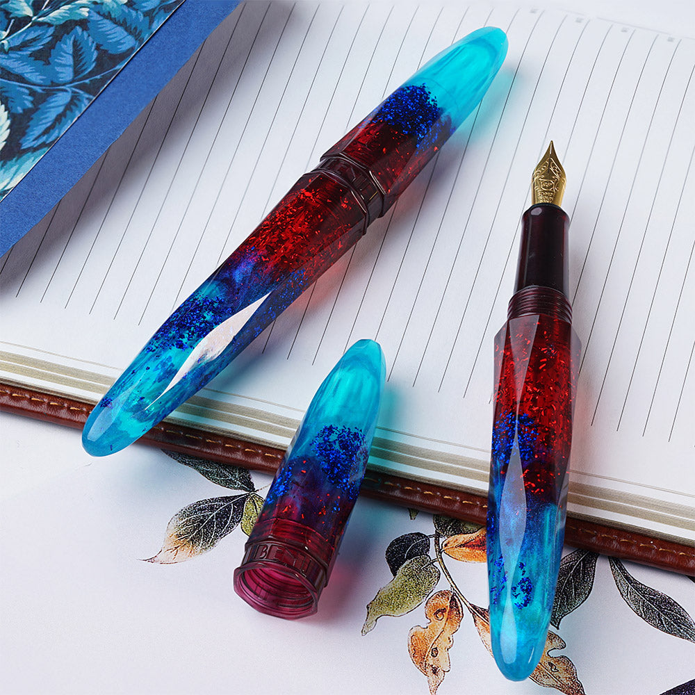 Benu Briolette Fountain Pen - Premium Blue Ink Writing Pen with Elegant Design for Calligraphy, Journaling & Office Use